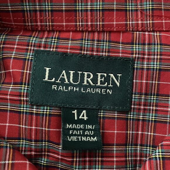 Lauren Ralph Lauren Kid's Shirt, Long Sleeve Button-Up Dress Shirt, Plaid Sz 14 - Picture 6 of 8